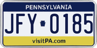 PA license plate JFY0185