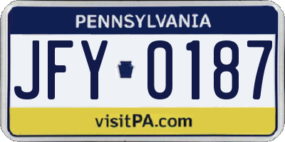 PA license plate JFY0187