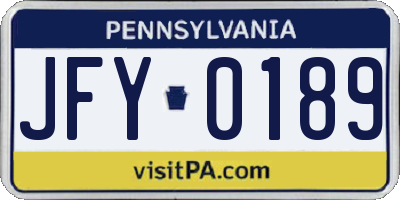 PA license plate JFY0189
