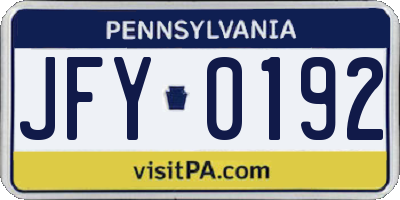 PA license plate JFY0192