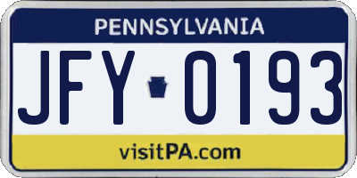 PA license plate JFY0193
