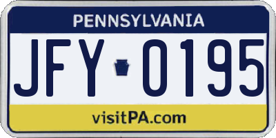 PA license plate JFY0195
