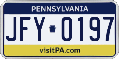 PA license plate JFY0197