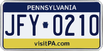 PA license plate JFY0210