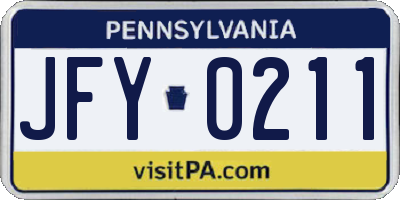 PA license plate JFY0211