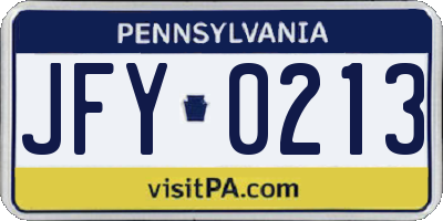 PA license plate JFY0213
