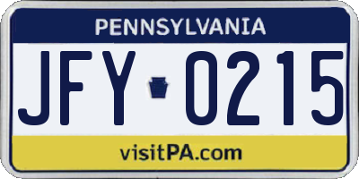 PA license plate JFY0215