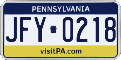 PA license plate JFY0218