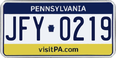PA license plate JFY0219