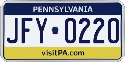 PA license plate JFY0220