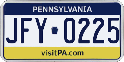 PA license plate JFY0225