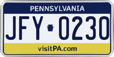 PA license plate JFY0230