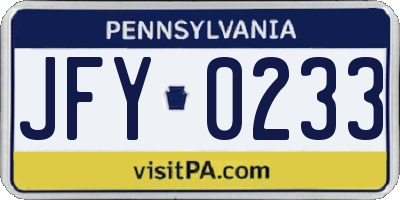 PA license plate JFY0233