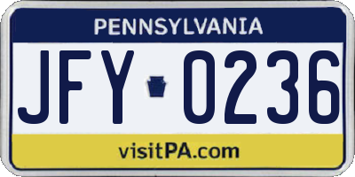 PA license plate JFY0236