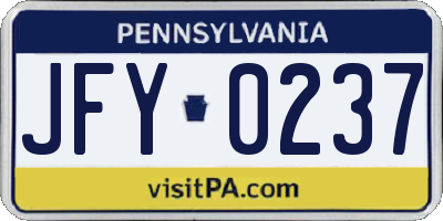 PA license plate JFY0237