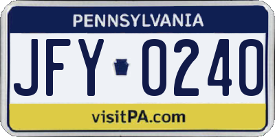 PA license plate JFY0240