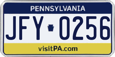 PA license plate JFY0256