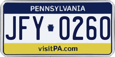 PA license plate JFY0260