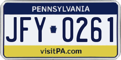 PA license plate JFY0261