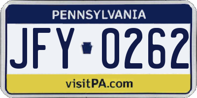 PA license plate JFY0262