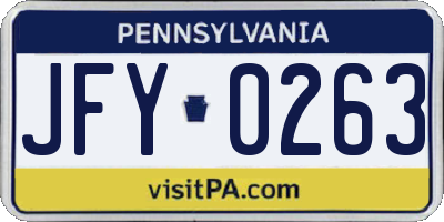 PA license plate JFY0263