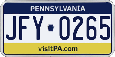 PA license plate JFY0265
