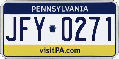 PA license plate JFY0271