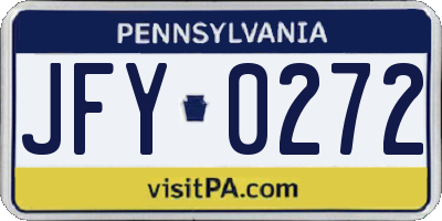 PA license plate JFY0272