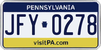 PA license plate JFY0278