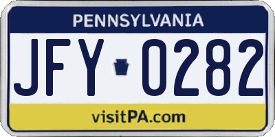 PA license plate JFY0282
