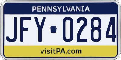 PA license plate JFY0284
