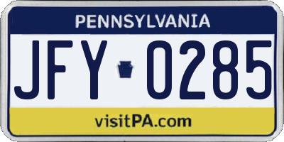 PA license plate JFY0285