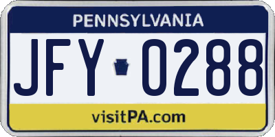 PA license plate JFY0288