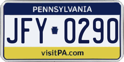 PA license plate JFY0290
