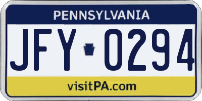 PA license plate JFY0294