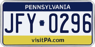 PA license plate JFY0296