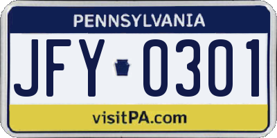 PA license plate JFY0301