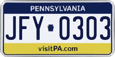 PA license plate JFY0303