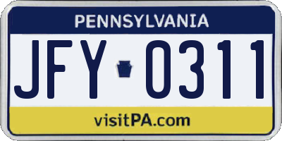 PA license plate JFY0311