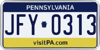 PA license plate JFY0313