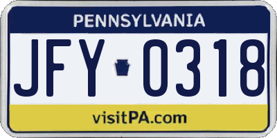 PA license plate JFY0318
