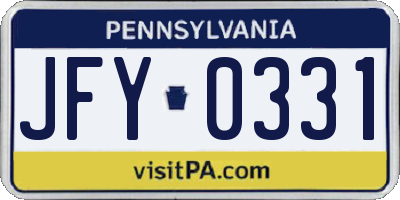 PA license plate JFY0331