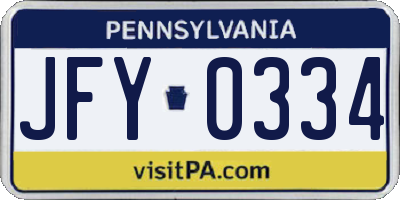 PA license plate JFY0334