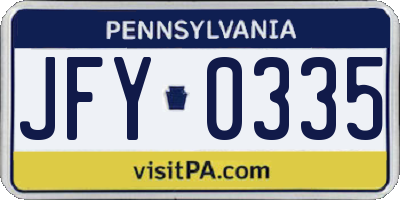 PA license plate JFY0335