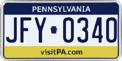 PA license plate JFY0340