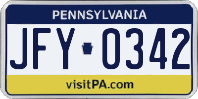 PA license plate JFY0342