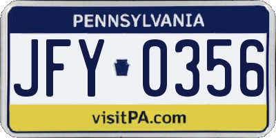 PA license plate JFY0356