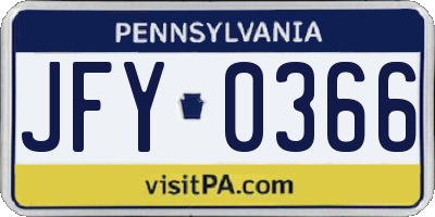 PA license plate JFY0366