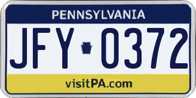 PA license plate JFY0372