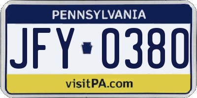 PA license plate JFY0380
